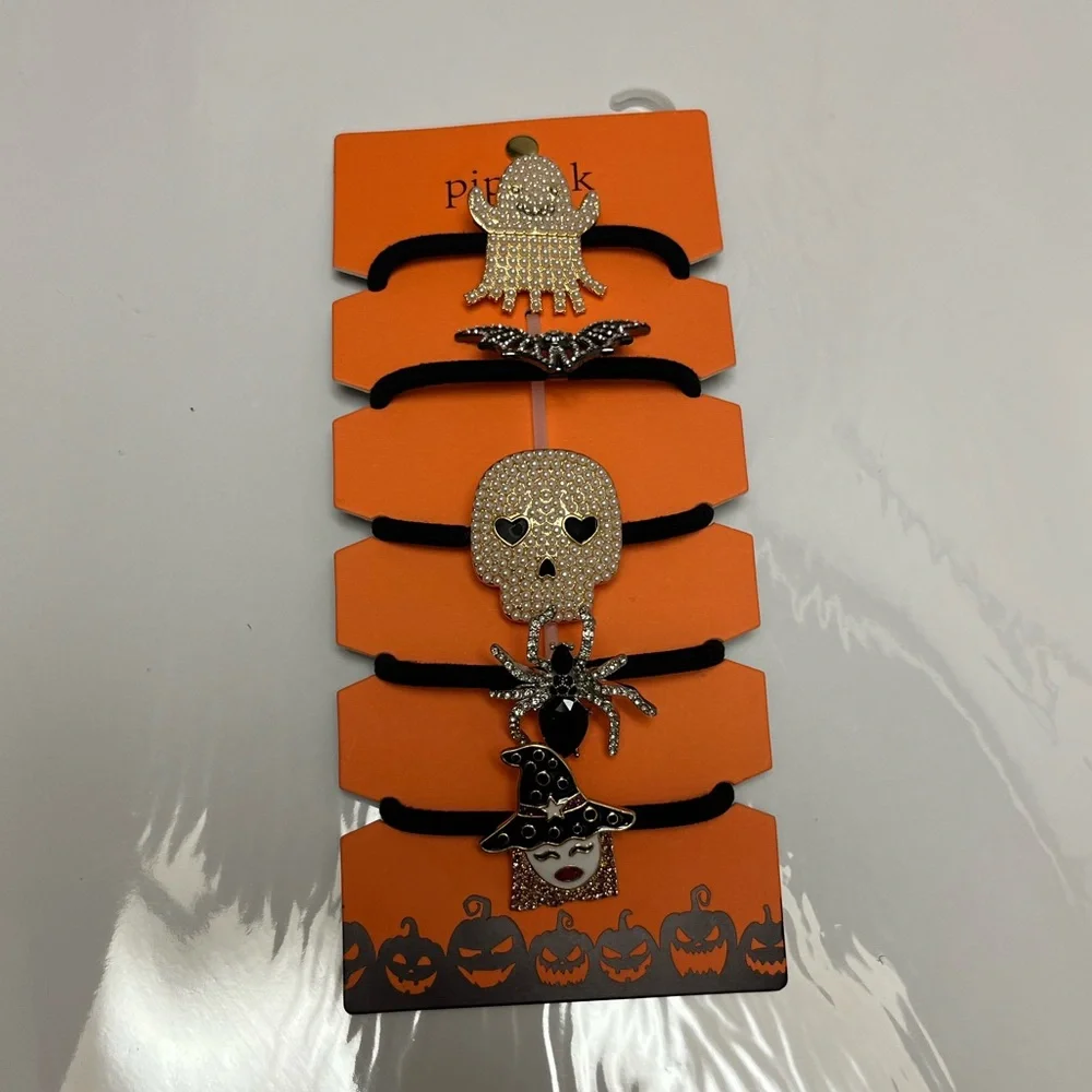 NWT ⚜️🖤⚜️ Piper K Gorgeous Halloween Elastic Hair Ties Set of 5!